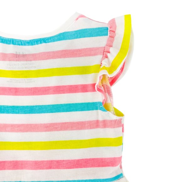 H&M KIDS Organic Cotton Multi-Stripe Flutter Sleeve Dress Size 1 1/2 -2Y - Picture 3 of 16
